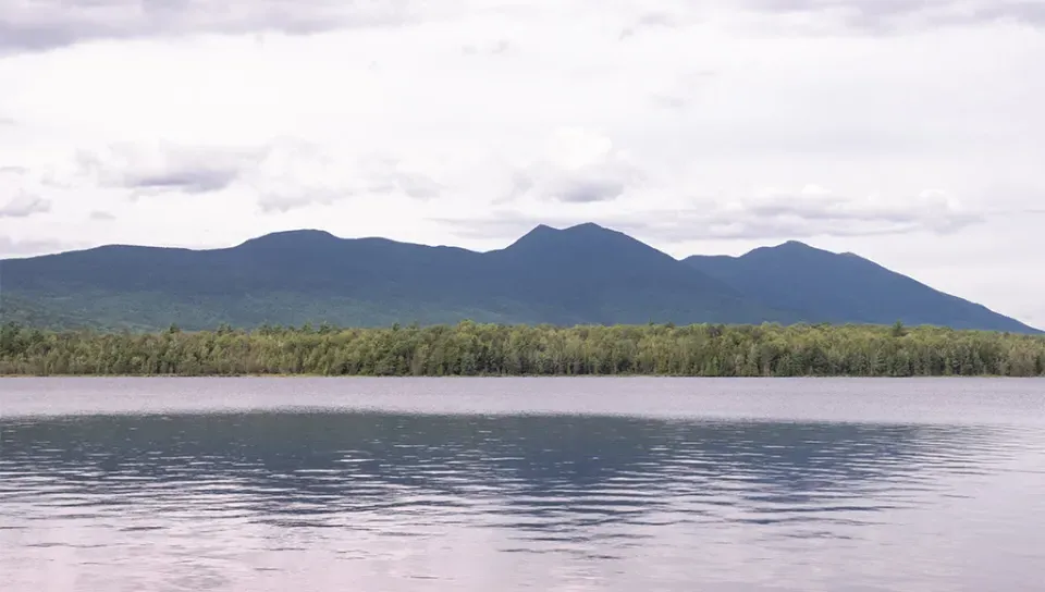 The view of sugarloaf mountian across a lake